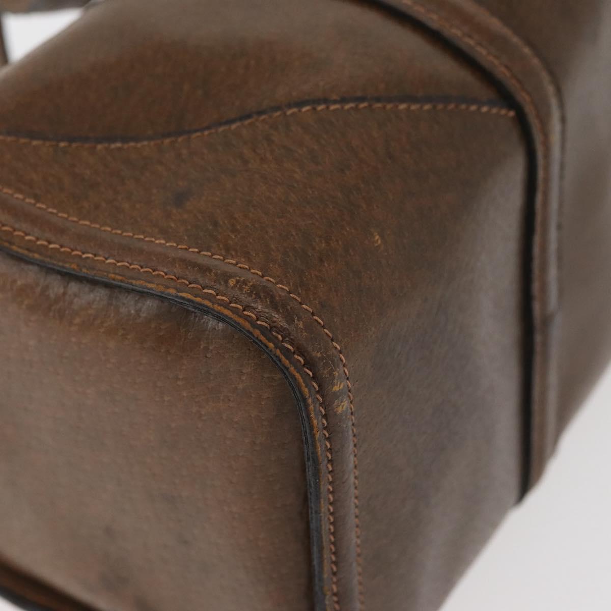 GUCCI Hand Bag Leather Brown Auth 173031