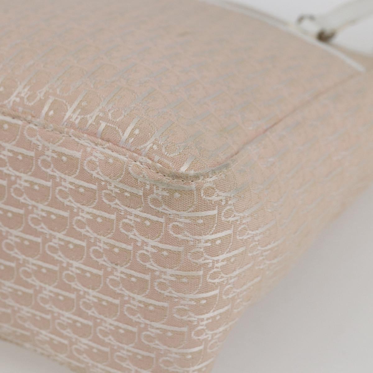 Christian Dior Trotter Canvas Tote Bag Pink Silver Auth 173100