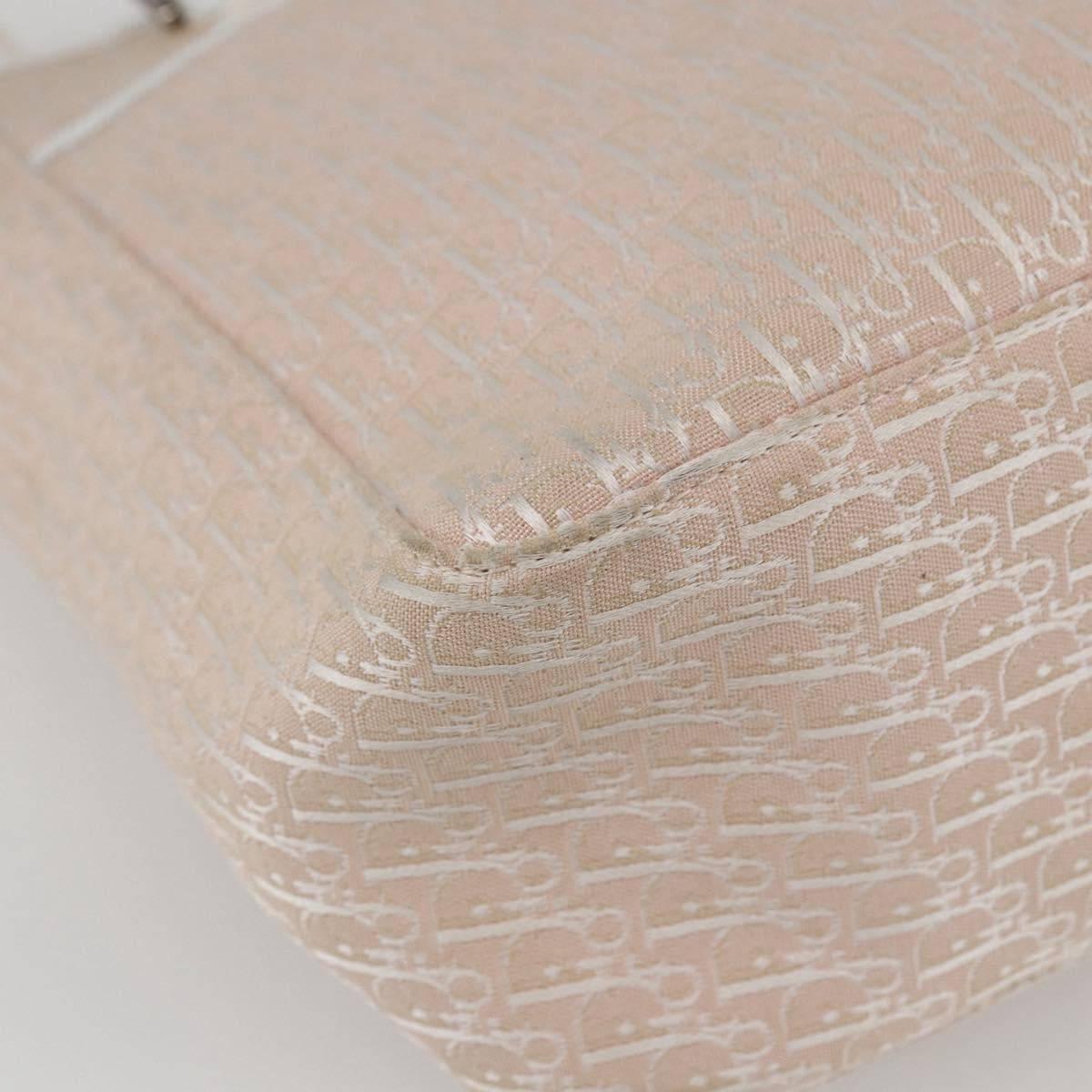 Christian Dior Trotter Canvas Tote Bag Pink Silver Auth 173100