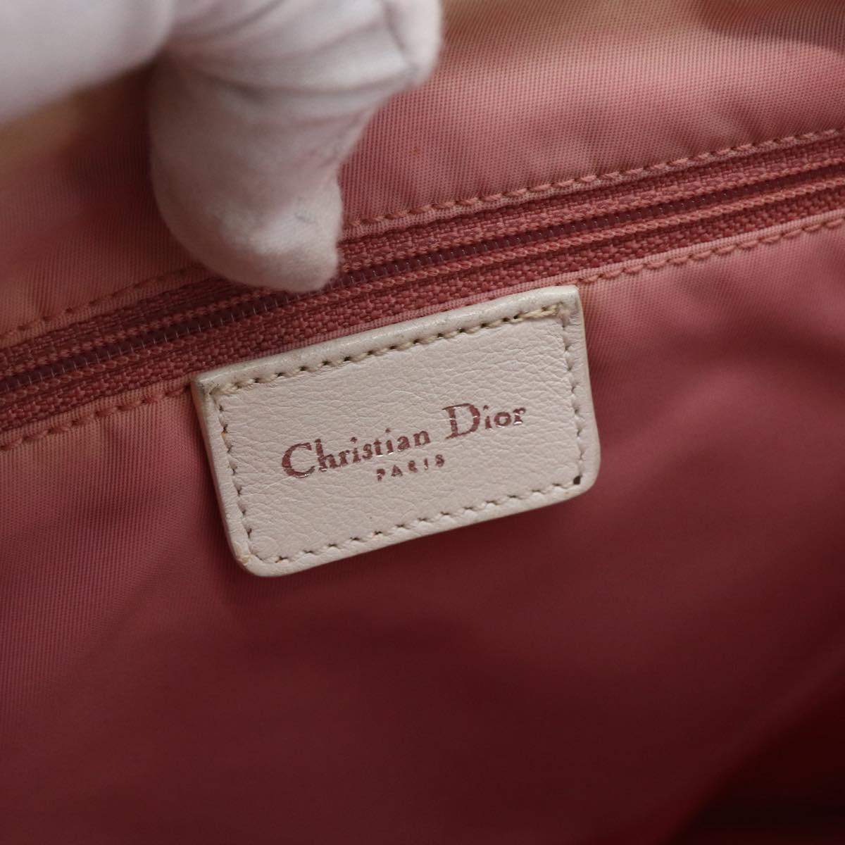 Christian Dior Trotter Canvas Tote Bag Pink Silver Auth 173100