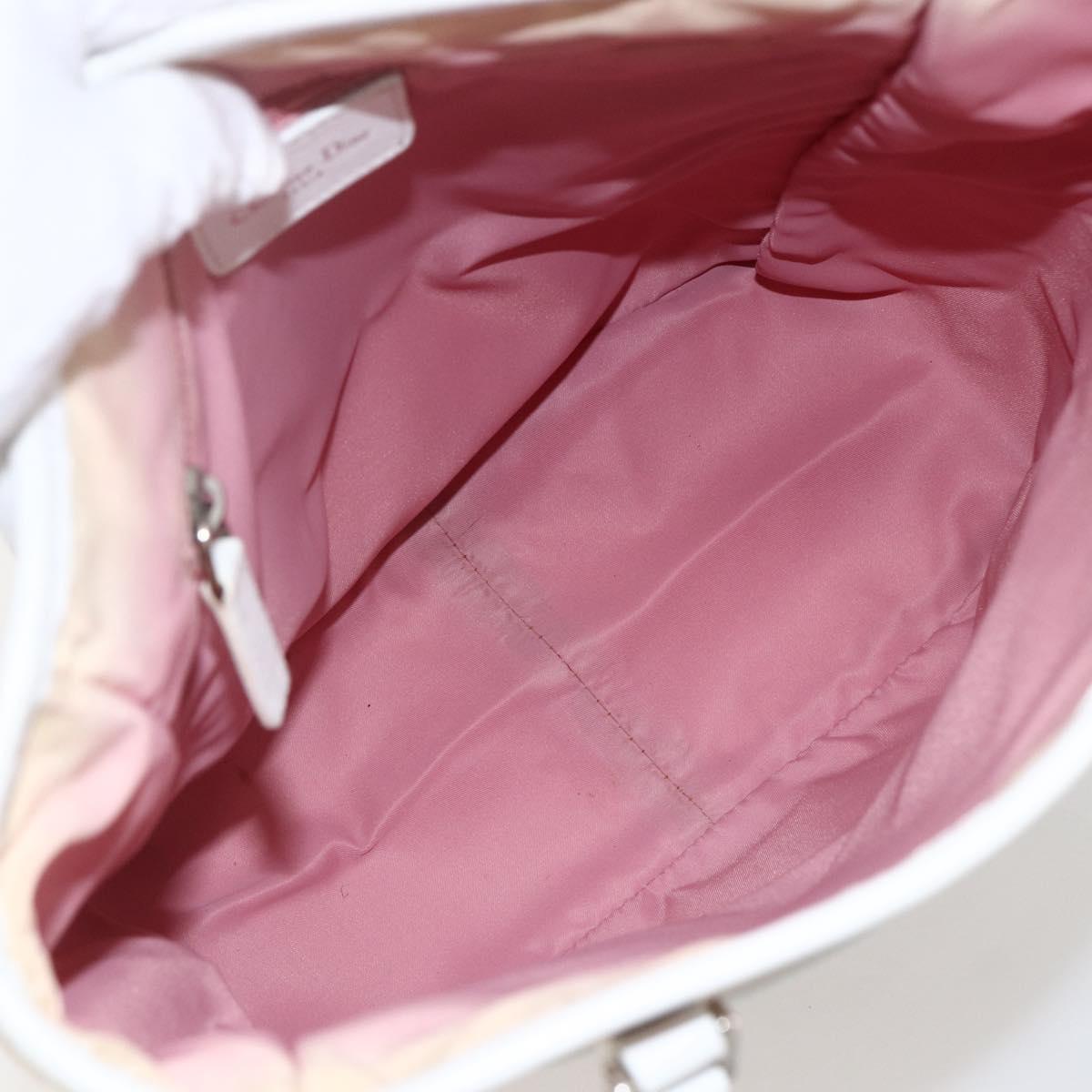 Christian Dior Trotter Canvas Tote Bag Pink Silver Auth 173100
