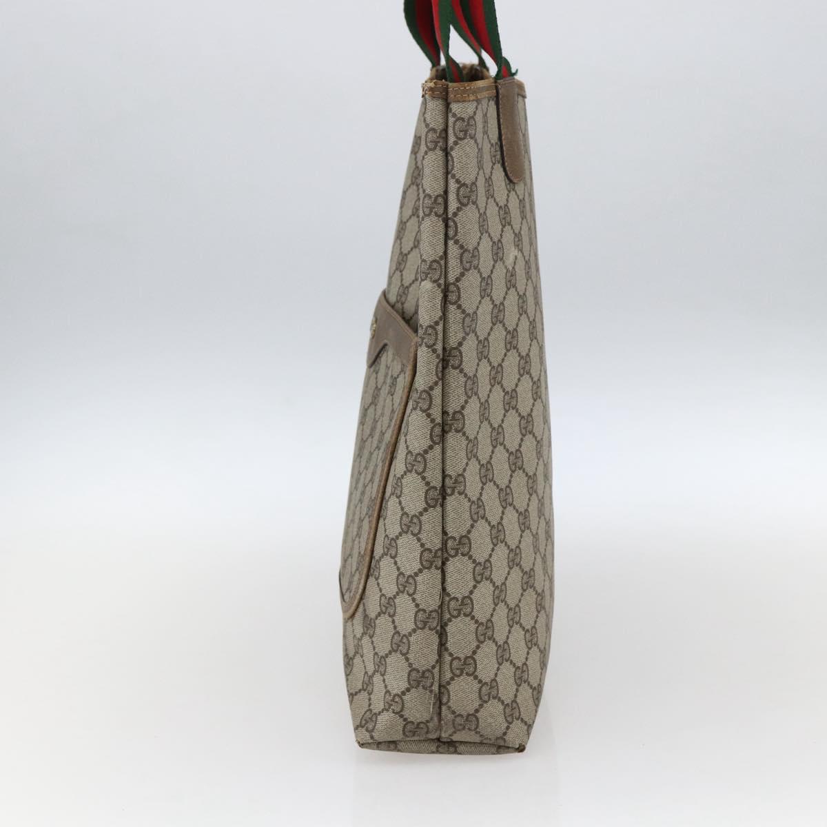GUCCI GG Supreme Web Sherry Line Tote Bag PVC Beige 39 02 003 Auth 173103