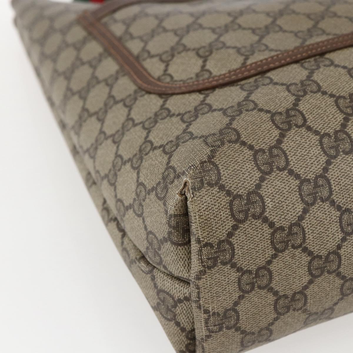 GUCCI GG Supreme Web Sherry Line Tote Bag PVC Beige 39 02 003 Auth 173109