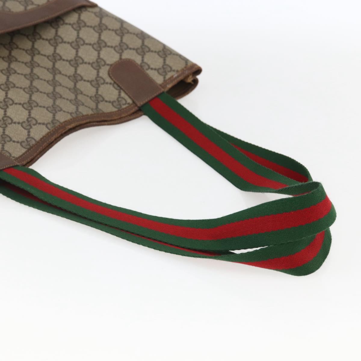 GUCCI GG Supreme Web Sherry Line Tote Bag PVC Beige 39 02 003 Auth 173109