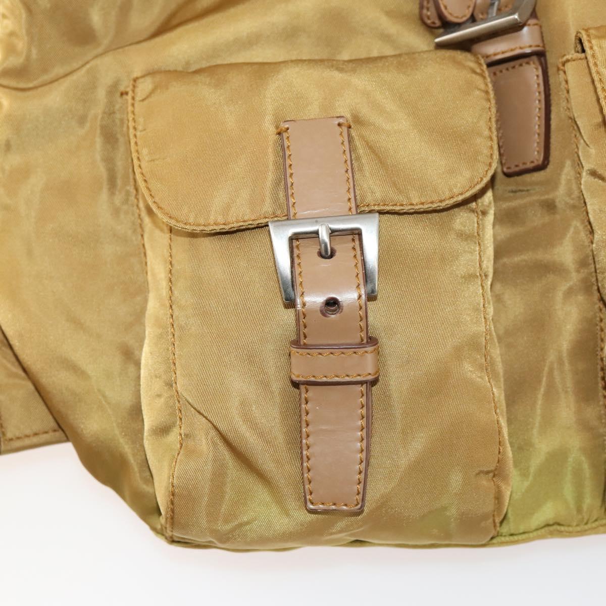 PRADA Backpack Nylon Beige Silver Auth 173115