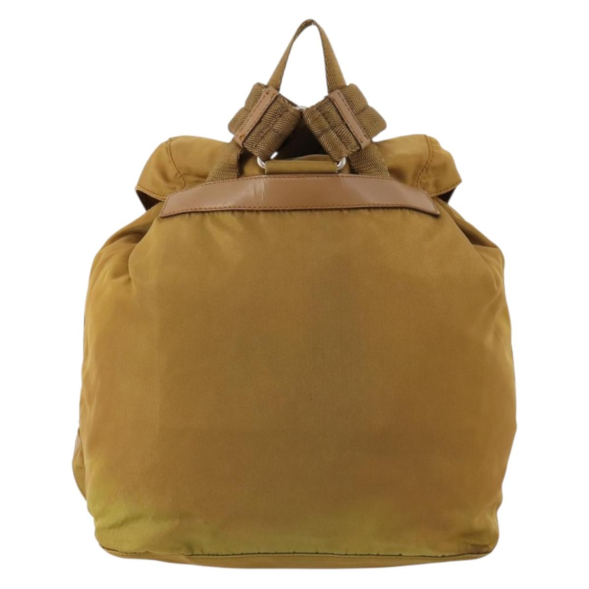 PRADA Backpack Nylon Beige Silver Auth 173115