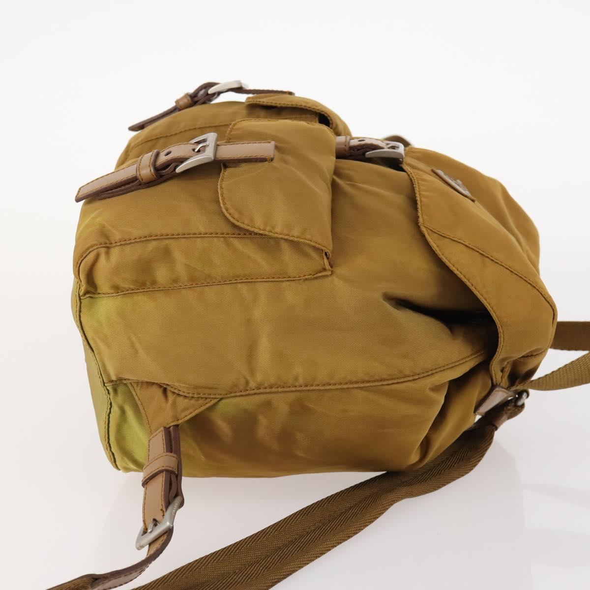 PRADA Backpack Nylon Beige Silver Auth 173115