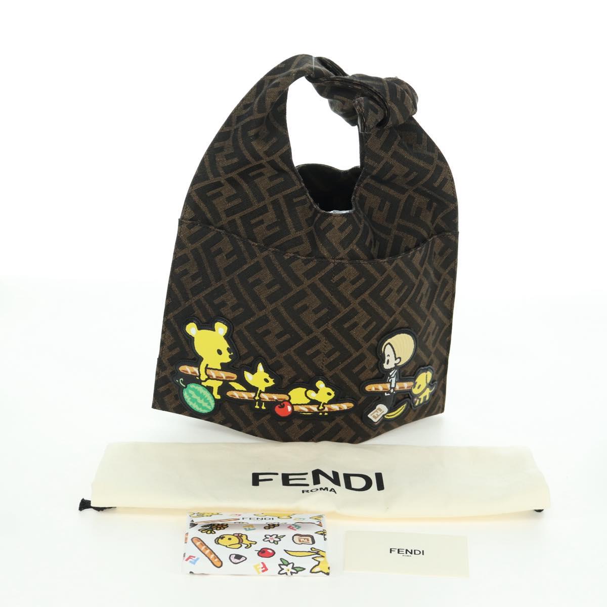 FENDI Zucca Canvas Taroout Hand Bag Brown Black Auth 173118SM