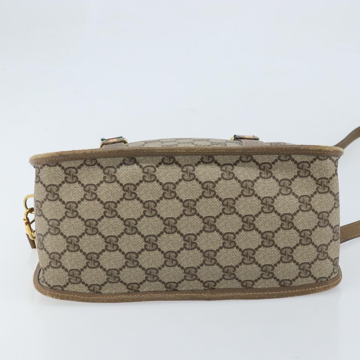 GUCCI GG Supreme Web Sherry Line Bag PVC 2way Beige Gold 41 02 039 Auth 173119