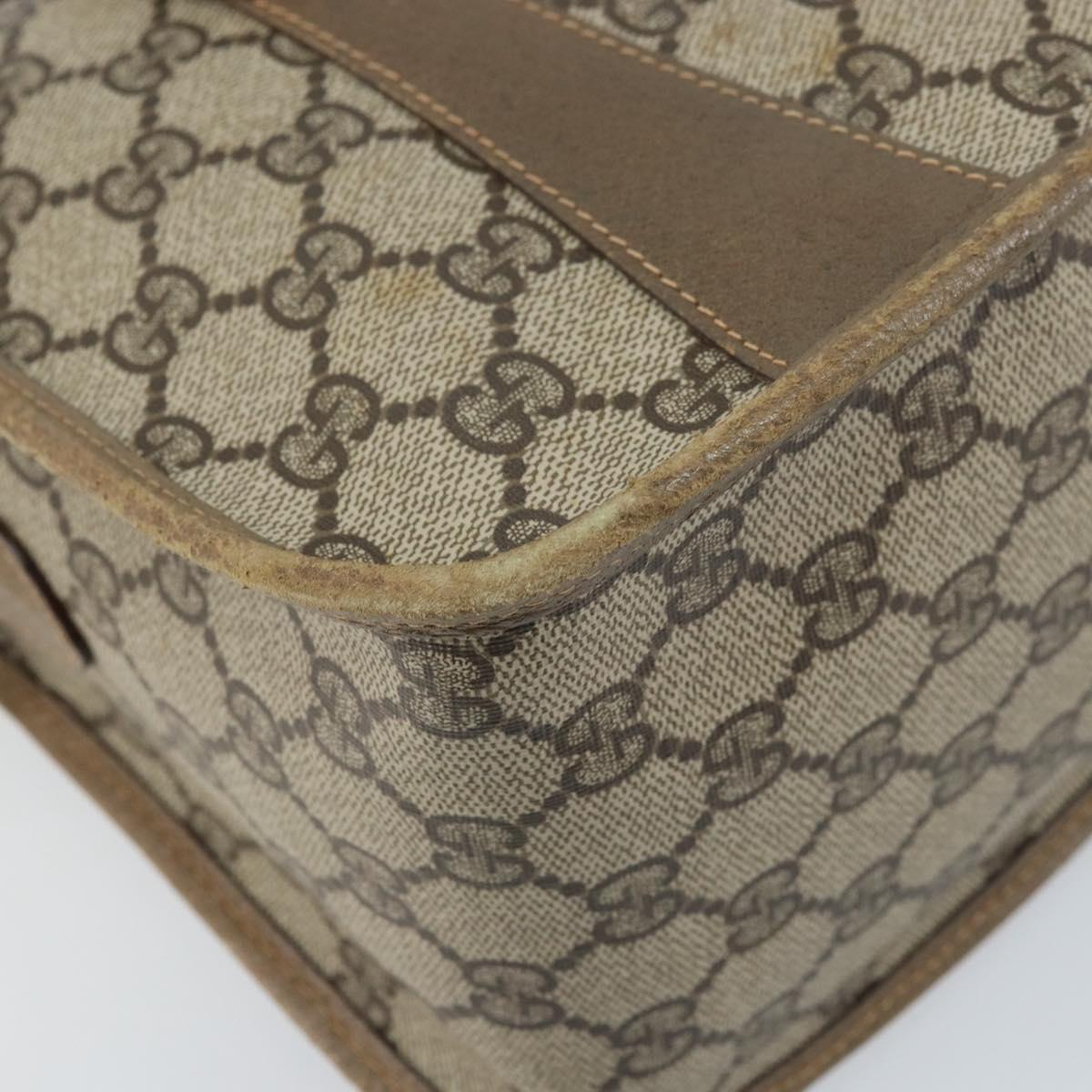 GUCCI GG Supreme Web Sherry Line Bag PVC 2way Beige Gold 41 02 039 Auth 173119