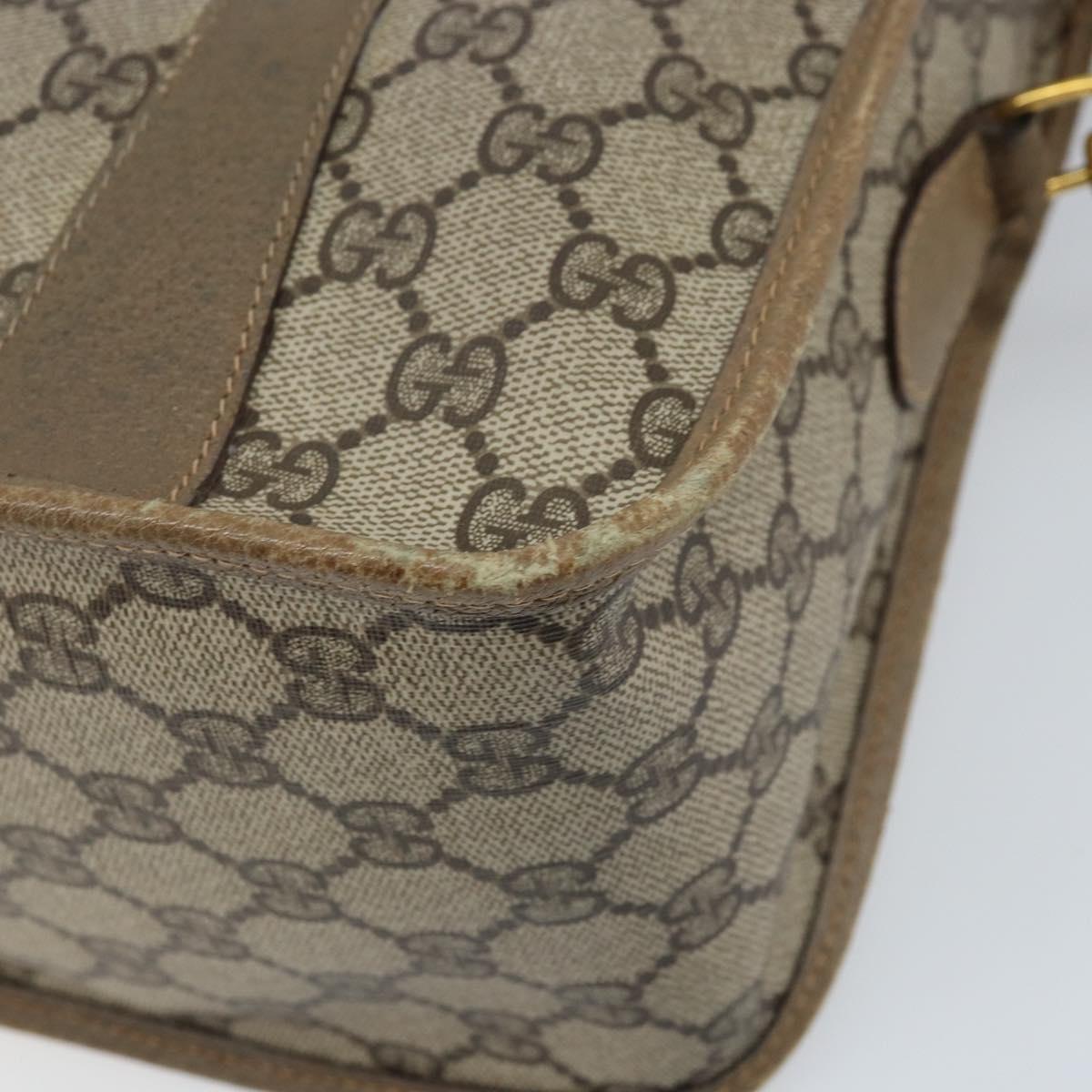 GUCCI GG Supreme Web Sherry Line Bag PVC 2way Beige Gold 41 02 039 Auth 173119