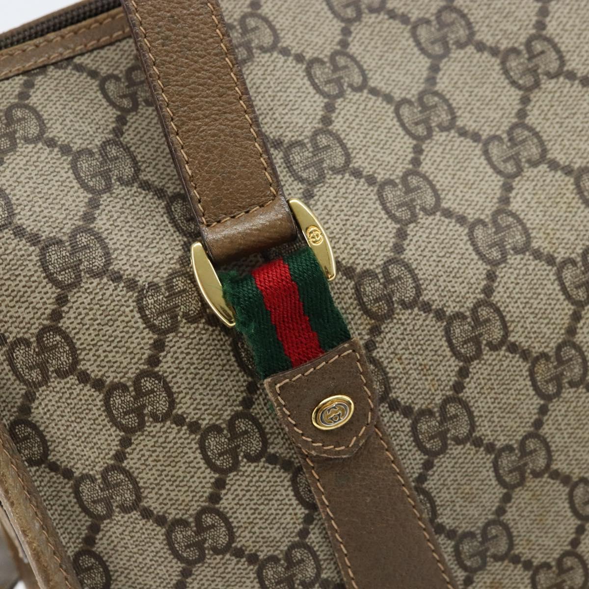 GUCCI GG Supreme Web Sherry Line Bag PVC 2way Beige Gold 41 02 039 Auth 173119