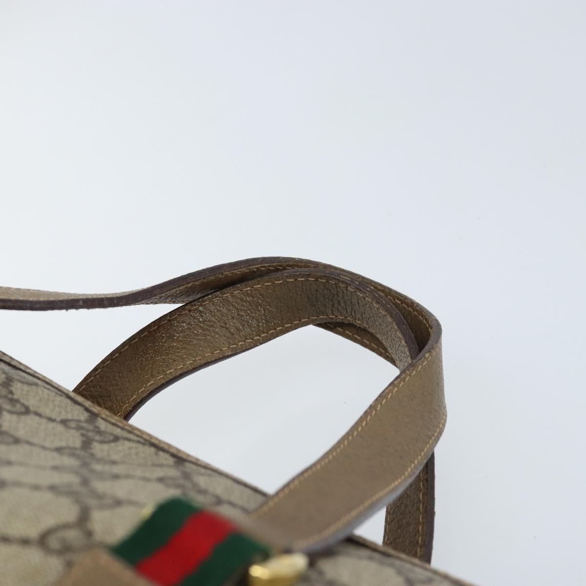 GUCCI GG Supreme Web Sherry Line Bag PVC 2way Beige Gold 41 02 039 Auth 173119