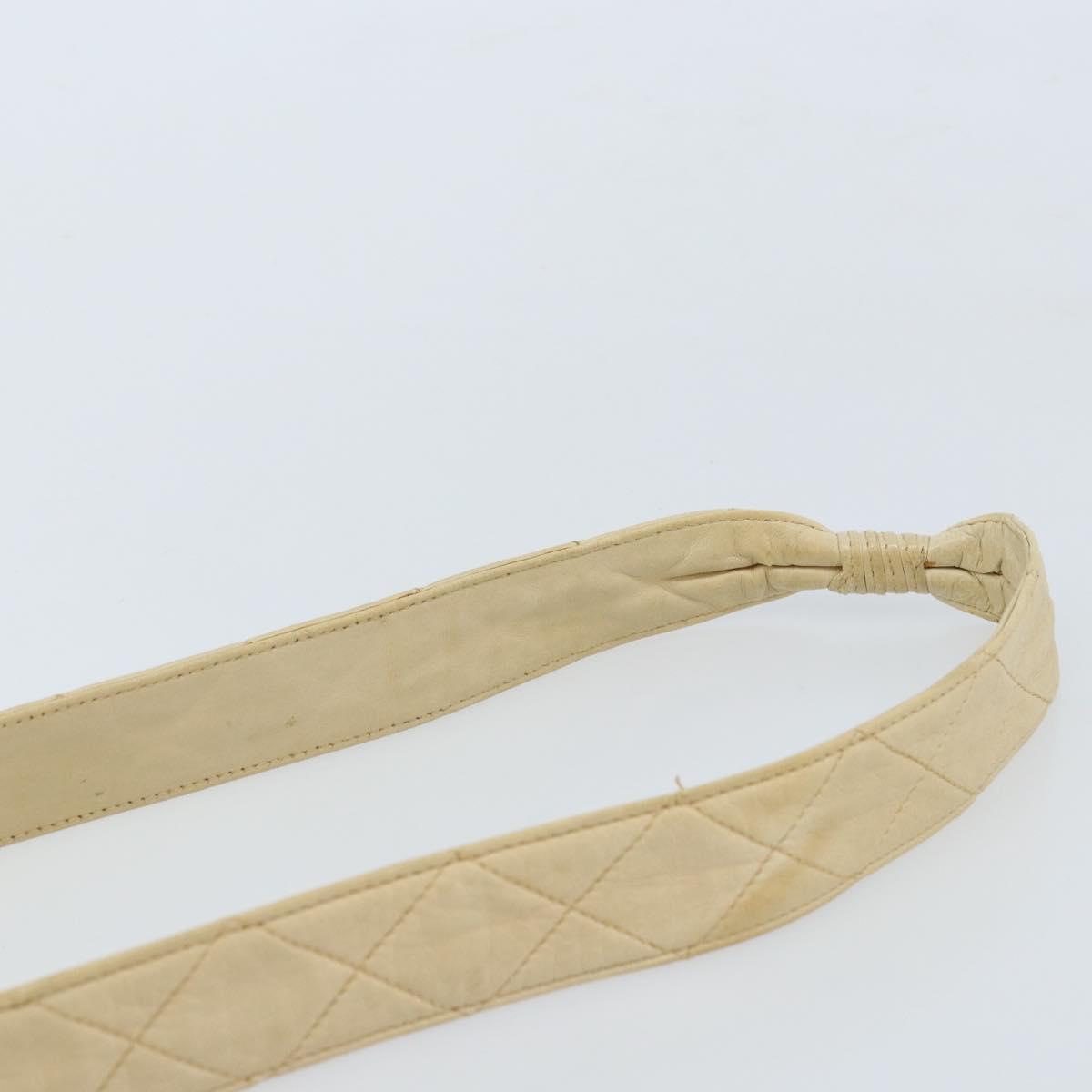 CHANEL Chain Matelasse Shoulder Bag Leather Beige Gold CC Auth 173120A