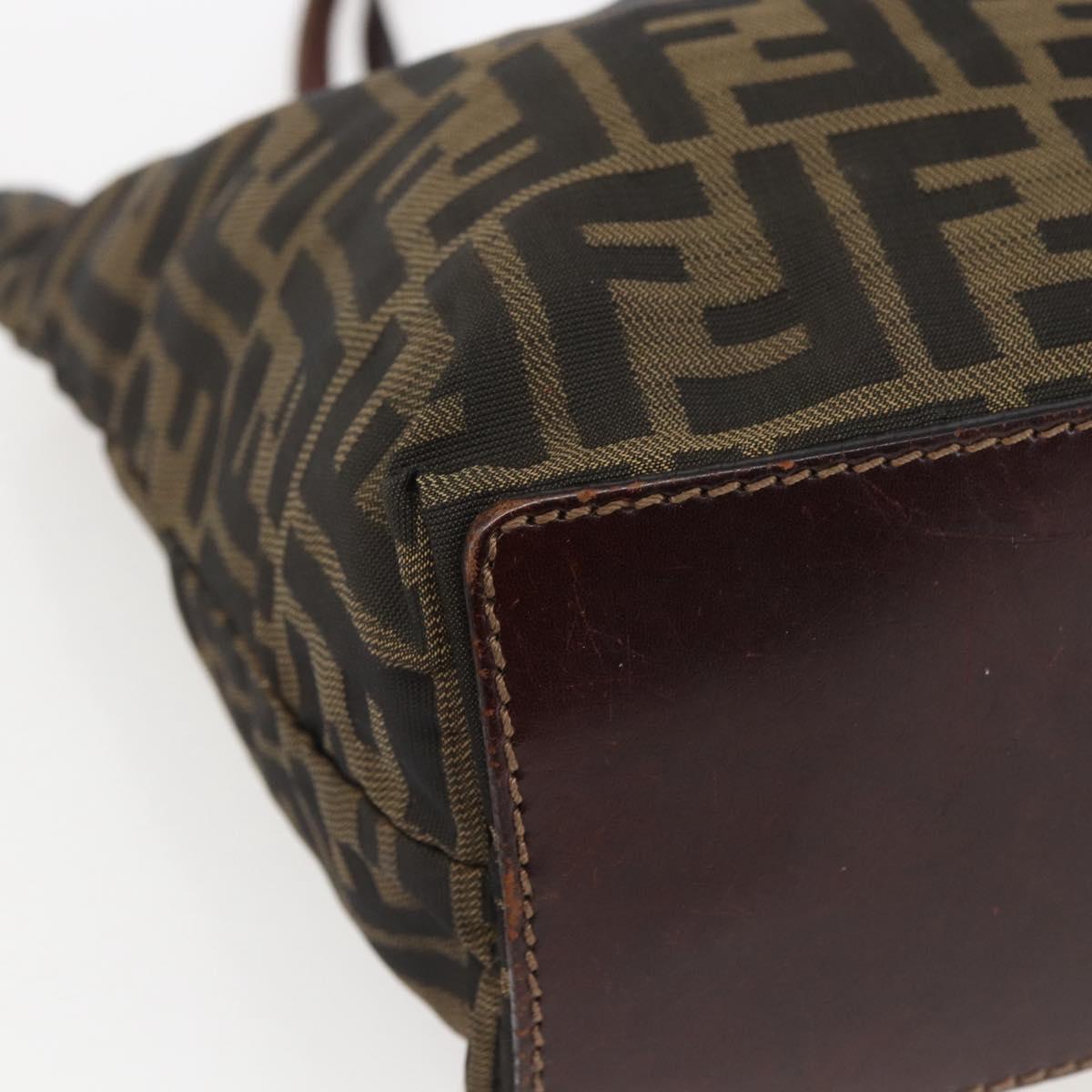 FENDI Zucca Canvas Hand Bag Brown Black Auth 173123