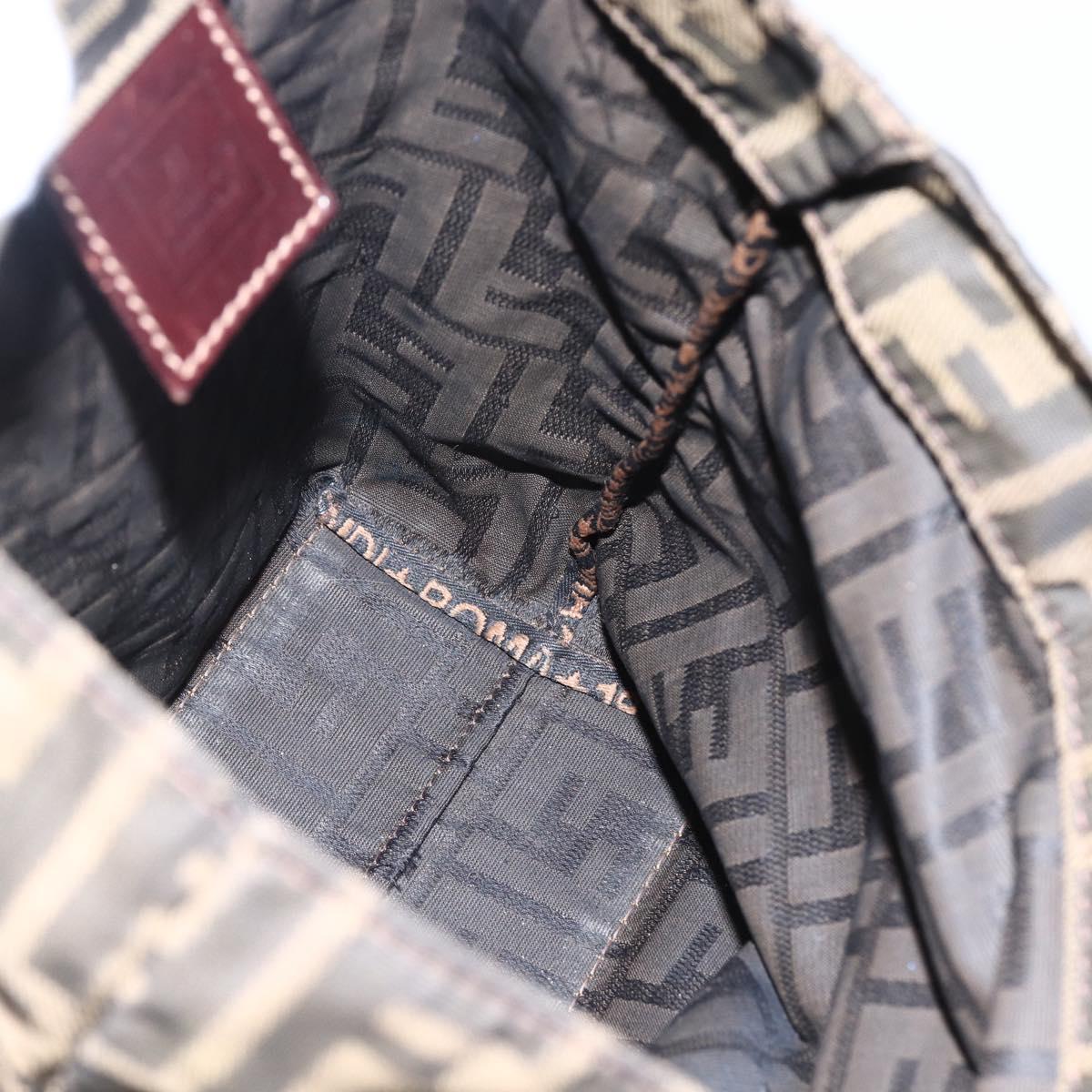 FENDI Zucca Canvas Hand Bag Brown Black Auth 173123