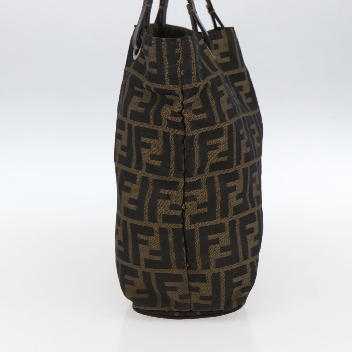 FENDI Zucca Canvas Hand Bag Brown Black Auth 173123