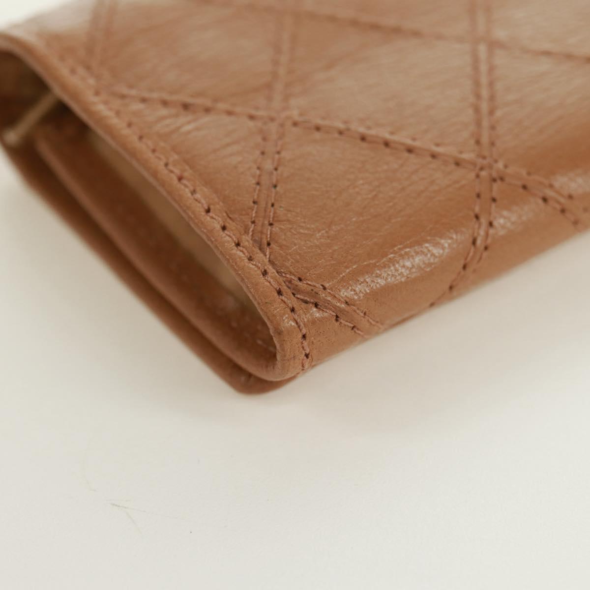 CHANEL Bicolore Accessory Pouch Leather Beige CC Auth 173133V