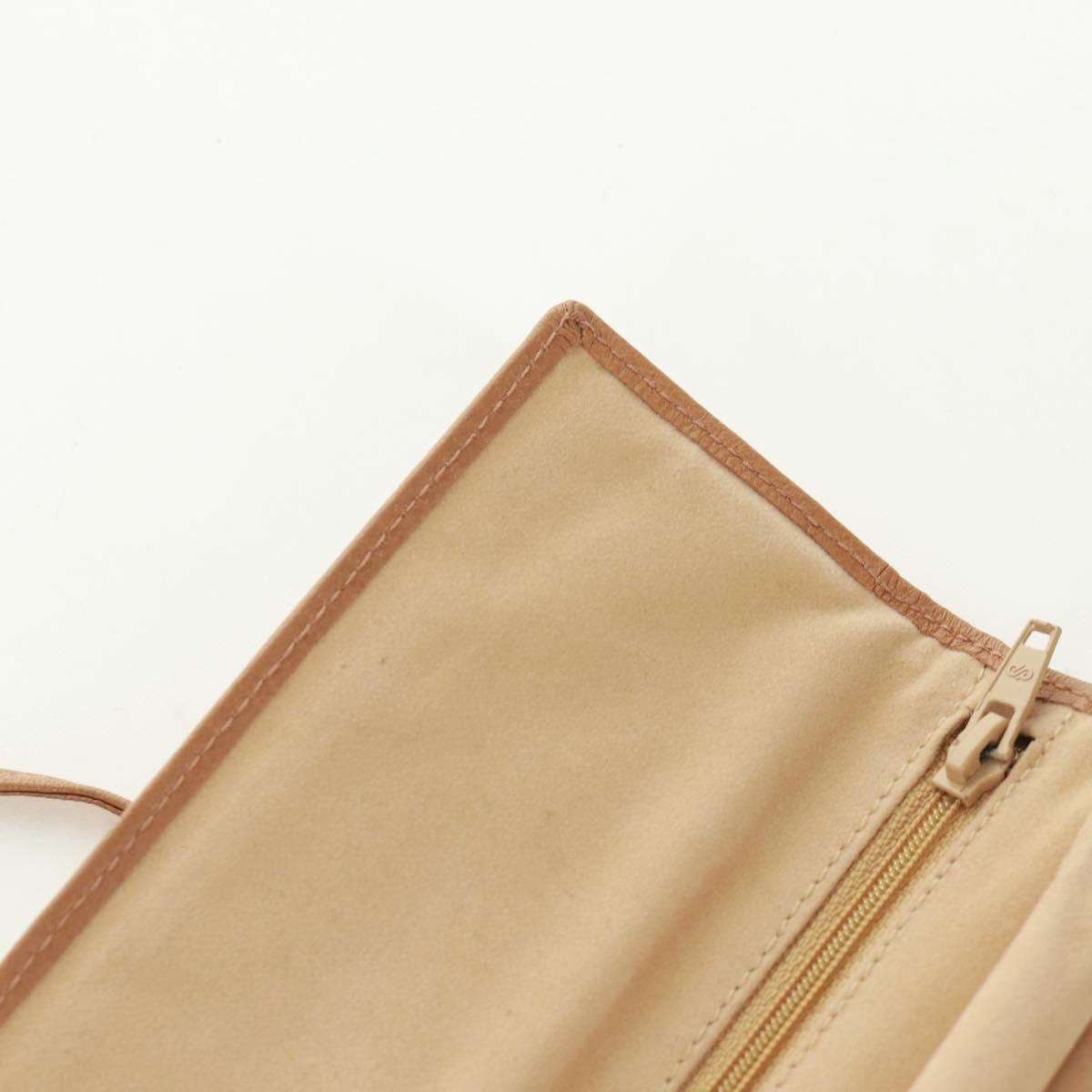 CHANEL Bicolore Accessory Pouch Leather Beige CC Auth 173133V