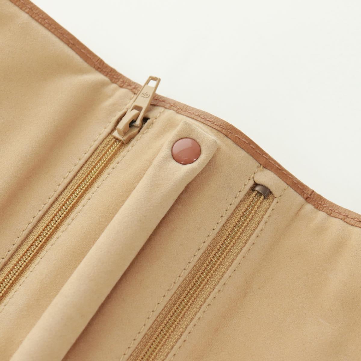 CHANEL Bicolore Accessory Pouch Leather Beige CC Auth 173133V