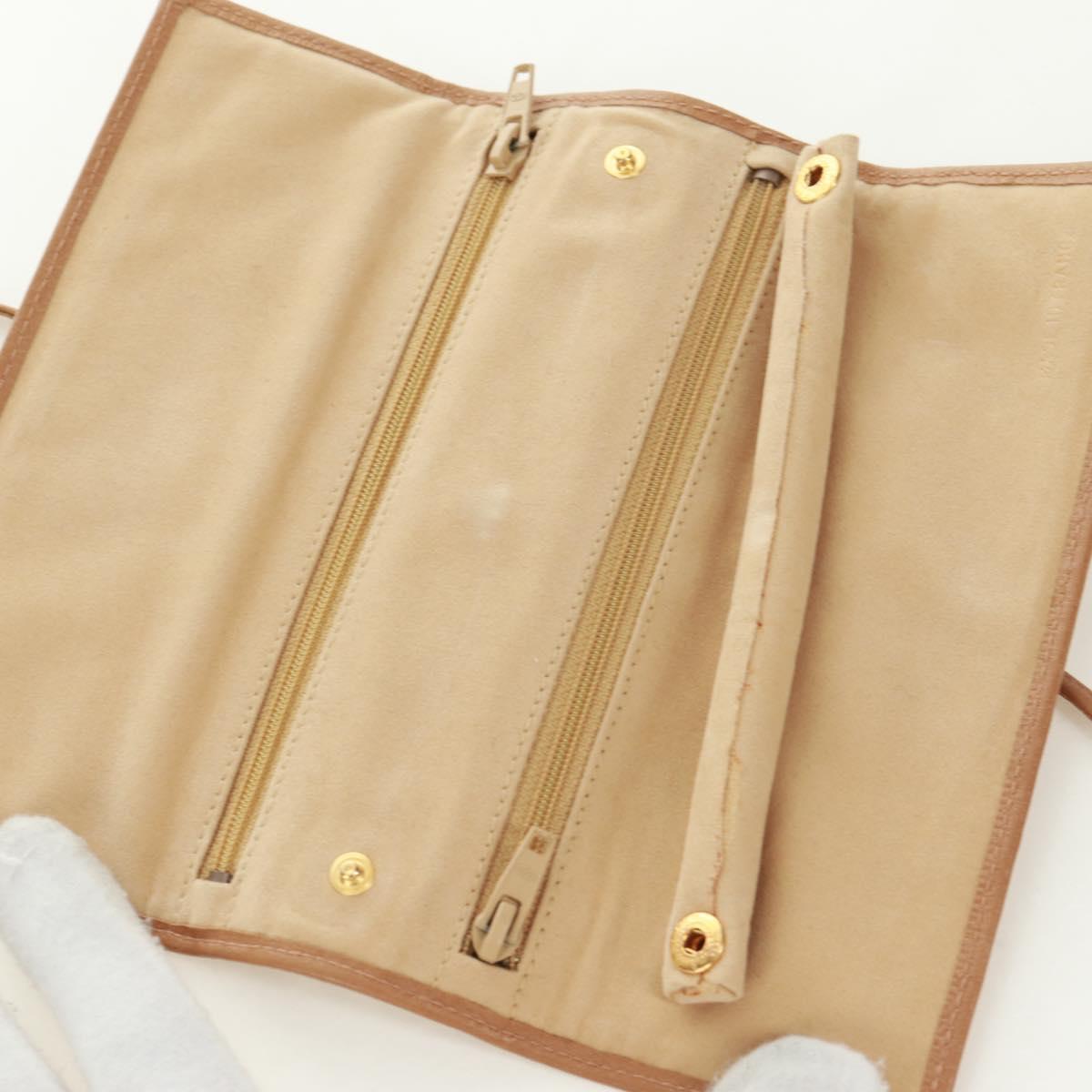 CHANEL Bicolore Accessory Pouch Leather Beige CC Auth 173133V