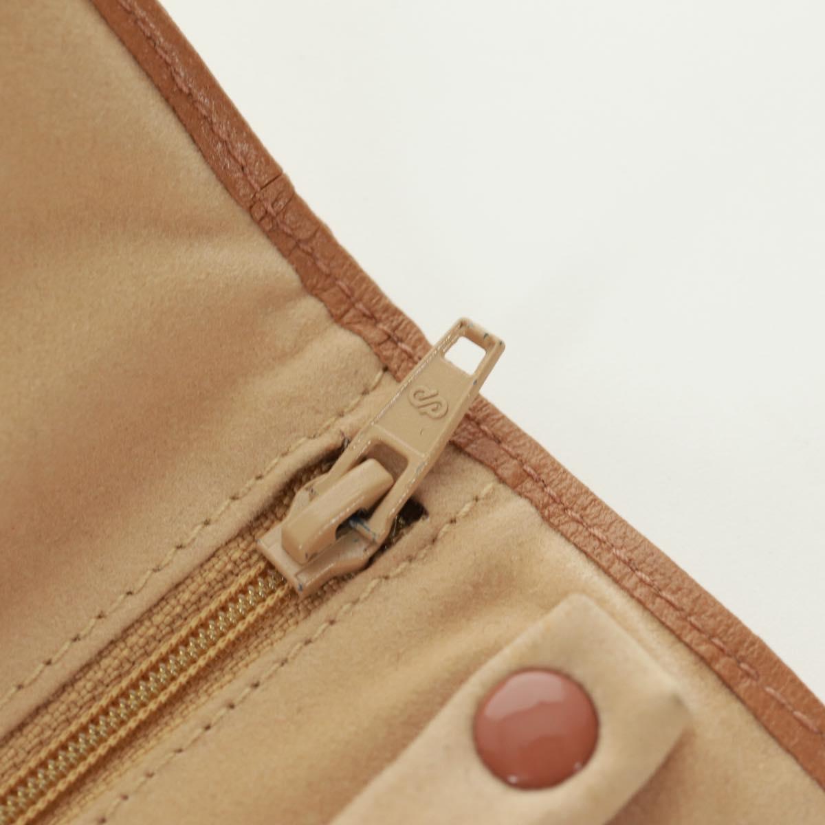 CHANEL Bicolore Accessory Pouch Leather Beige CC Auth 173133V