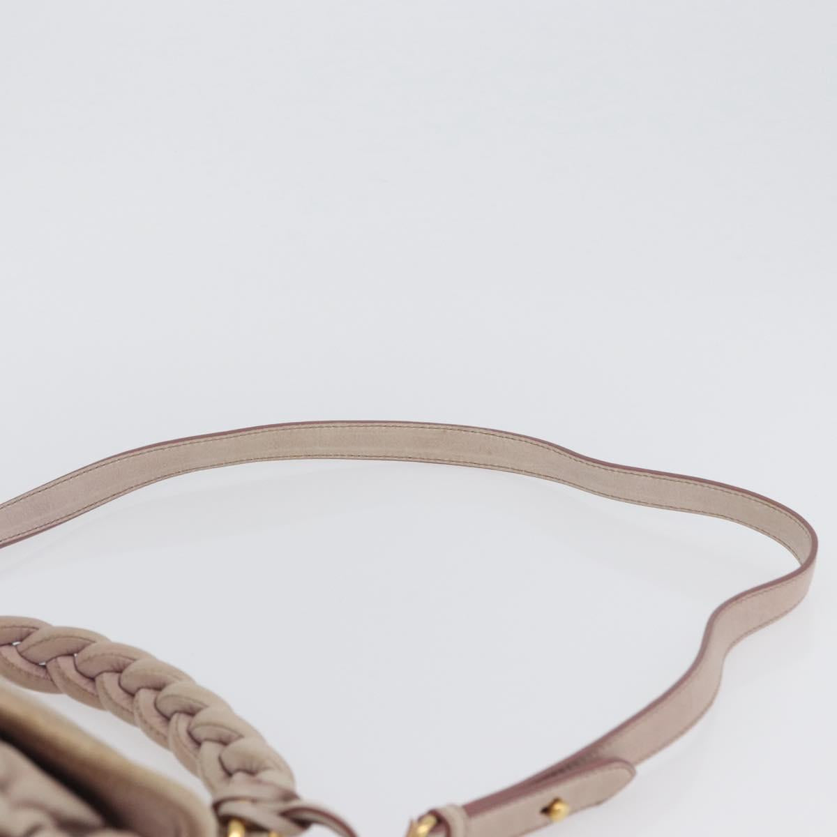 Miu Miu Matelasse Shoulder Bag Leather 2way Pink Gold Auth 173154