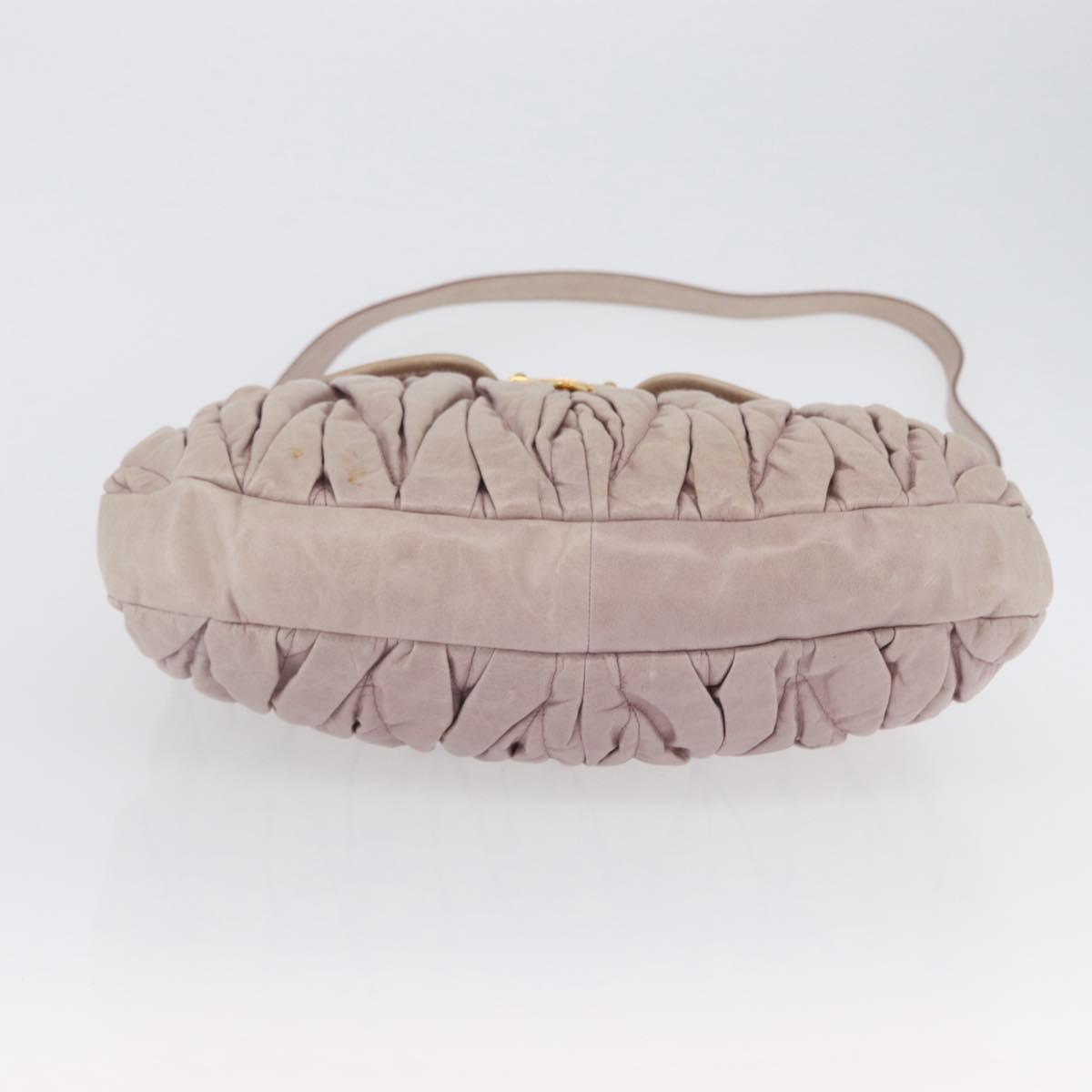 Miu Miu Matelasse Shoulder Bag Leather 2way Pink Gold Auth 173154