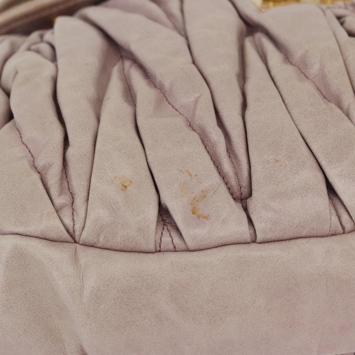 Miu Miu Matelasse Shoulder Bag Leather 2way Pink Gold Auth 173154