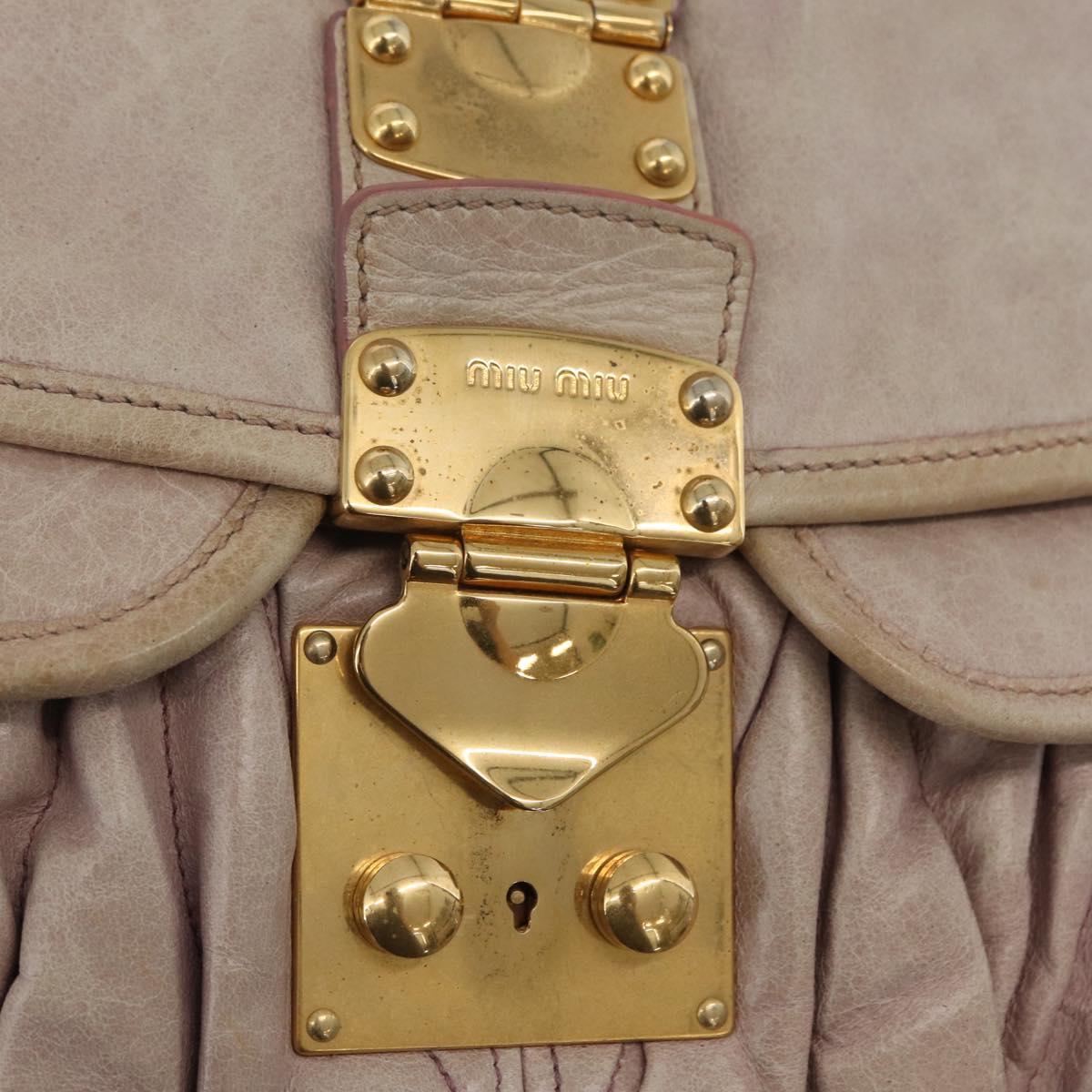 Miu Miu Matelasse Shoulder Bag Leather 2way Pink Gold Auth 173154