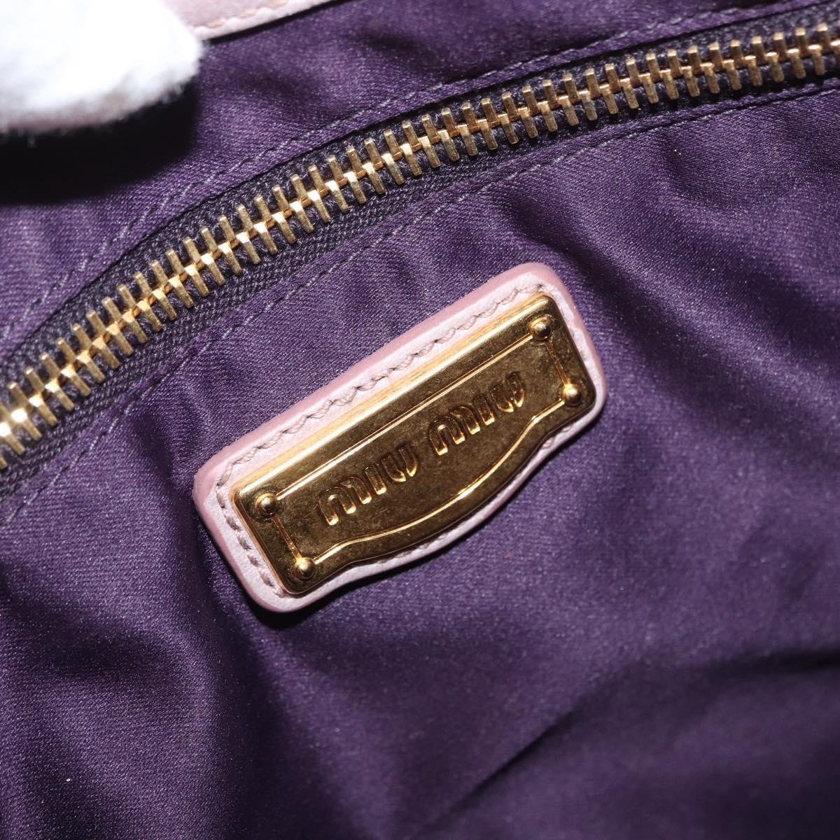 Miu Miu Matelasse Shoulder Bag Leather 2way Pink Gold Auth 173154
