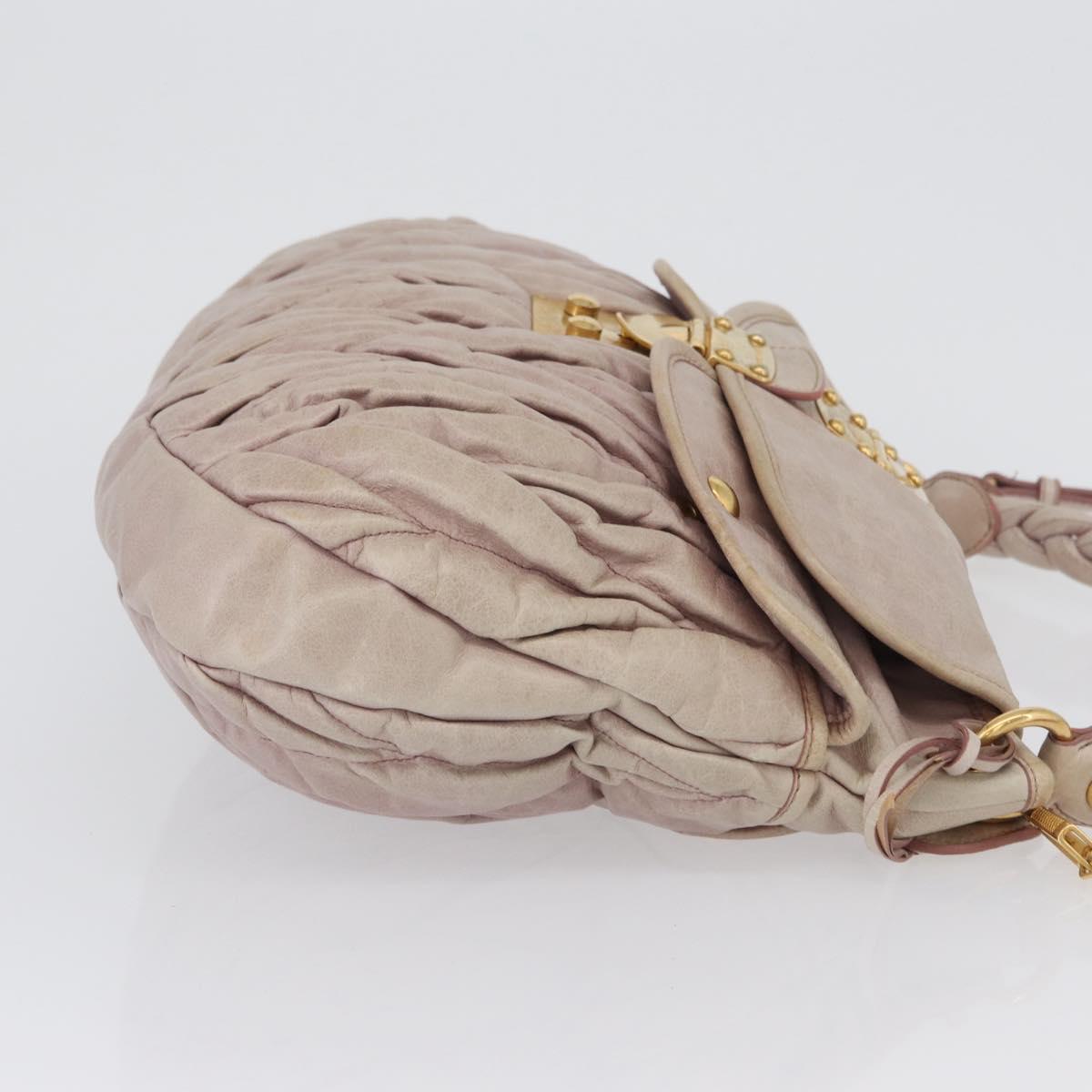 Miu Miu Matelasse Shoulder Bag Leather 2way Pink Gold Auth 173154