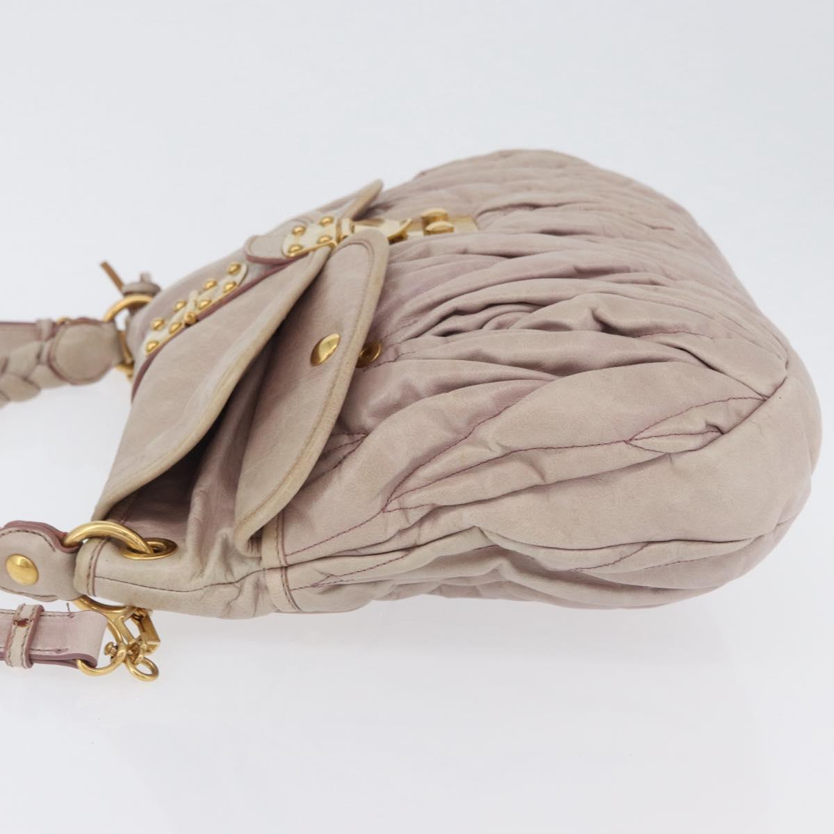 Miu Miu Matelasse Shoulder Bag Leather 2way Pink Gold Auth 173154