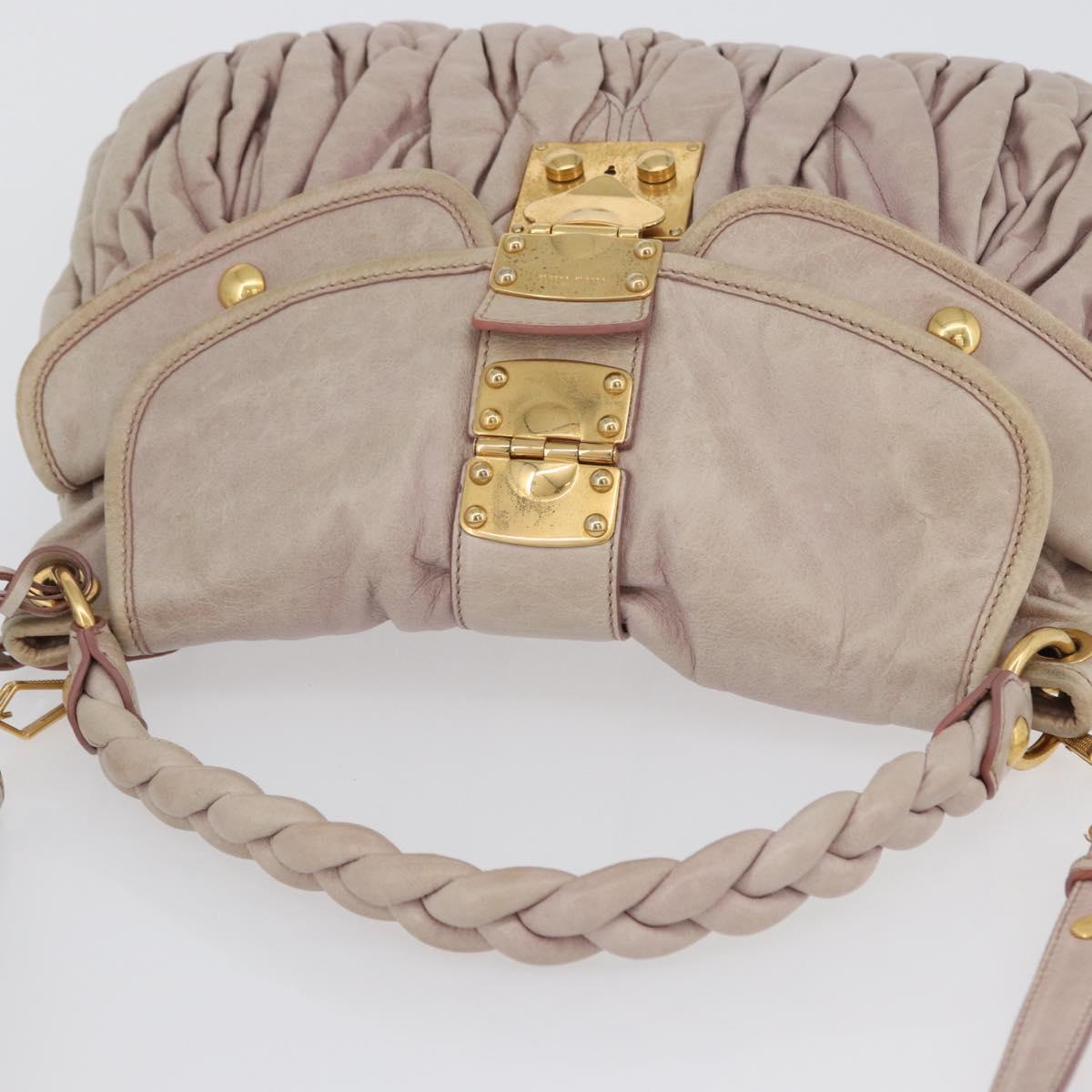 Miu Miu Matelasse Shoulder Bag Leather 2way Pink Gold Auth 173154