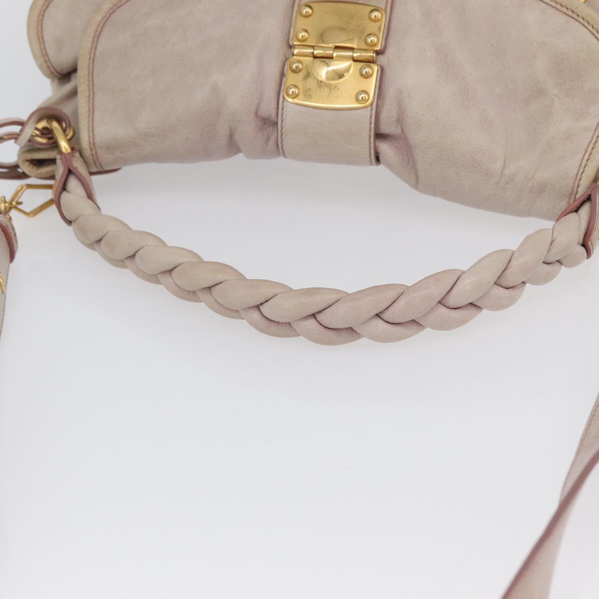 Miu Miu Matelasse Shoulder Bag Leather 2way Pink Gold Auth 173154