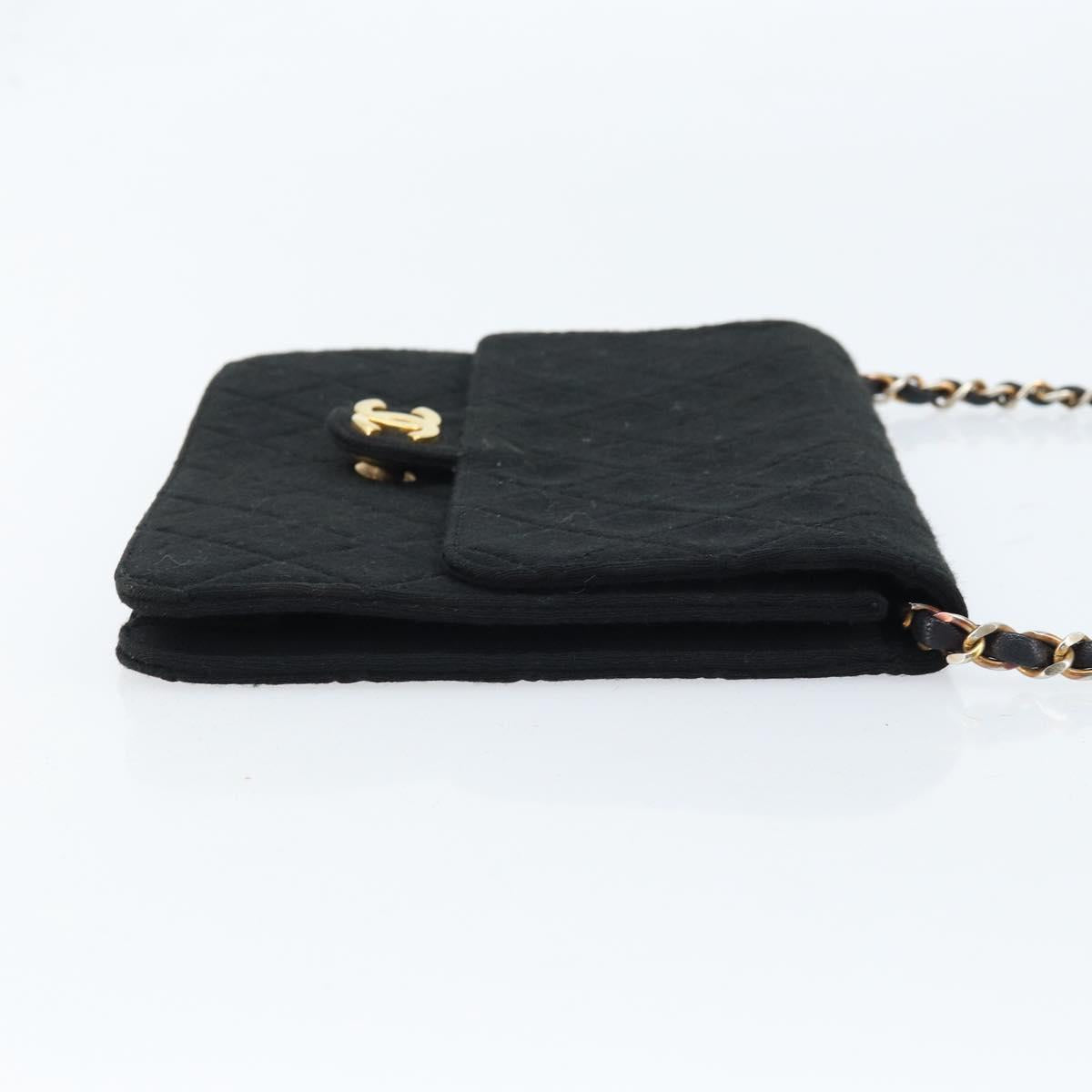 CHANEL Chain Matelasse 22 Shoulder Bag Jersey Black Gold CC Auth 173155