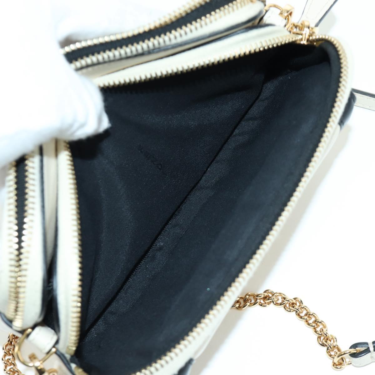 FENDI Easy Baguette Chain Shoulder Bag Leather Ivory Gold Auth 173156M