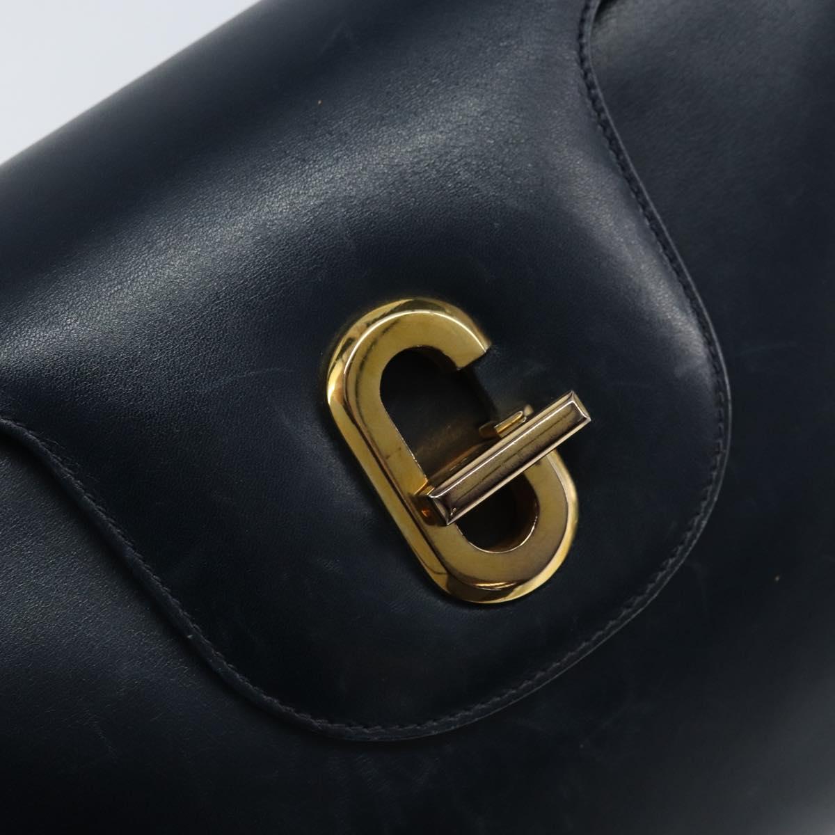 GUCCI Hand Bag Leather Navy gold 000 406 1080 Auth 173159