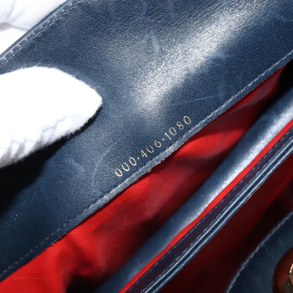 GUCCI Hand Bag Leather Navy gold 000 406 1080 Auth 173159