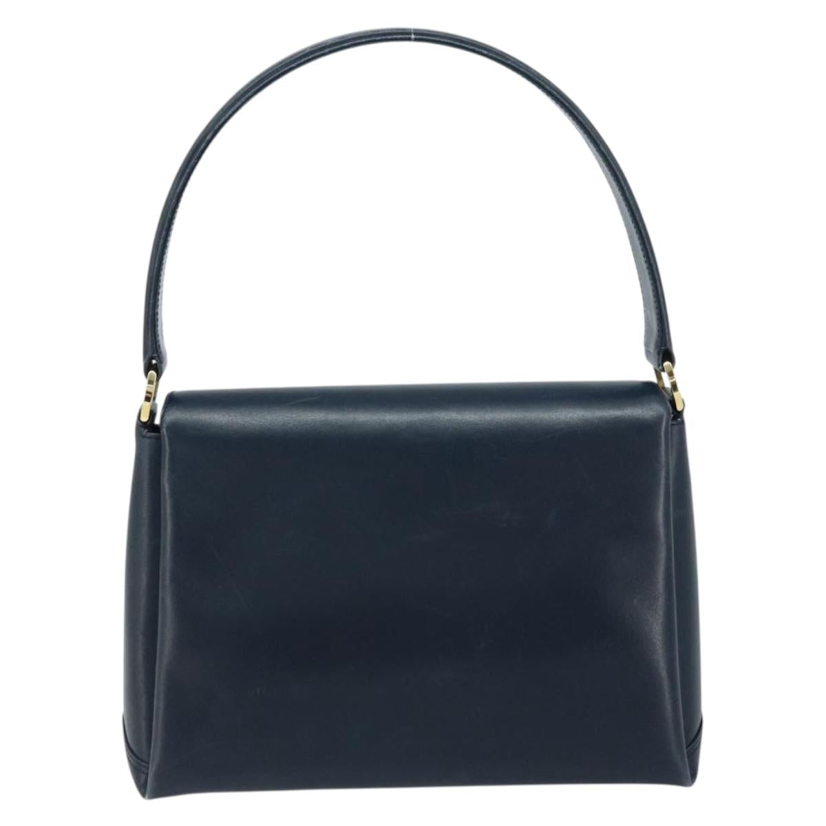 GUCCI Hand Bag Leather Navy gold 000 406 1080 Auth 173159