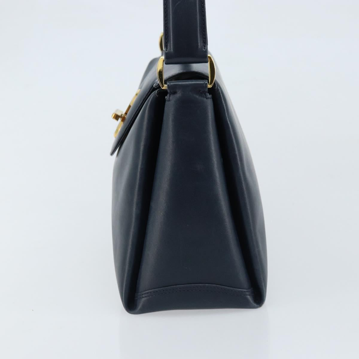GUCCI Hand Bag Leather Navy gold 000 406 1080 Auth 173159