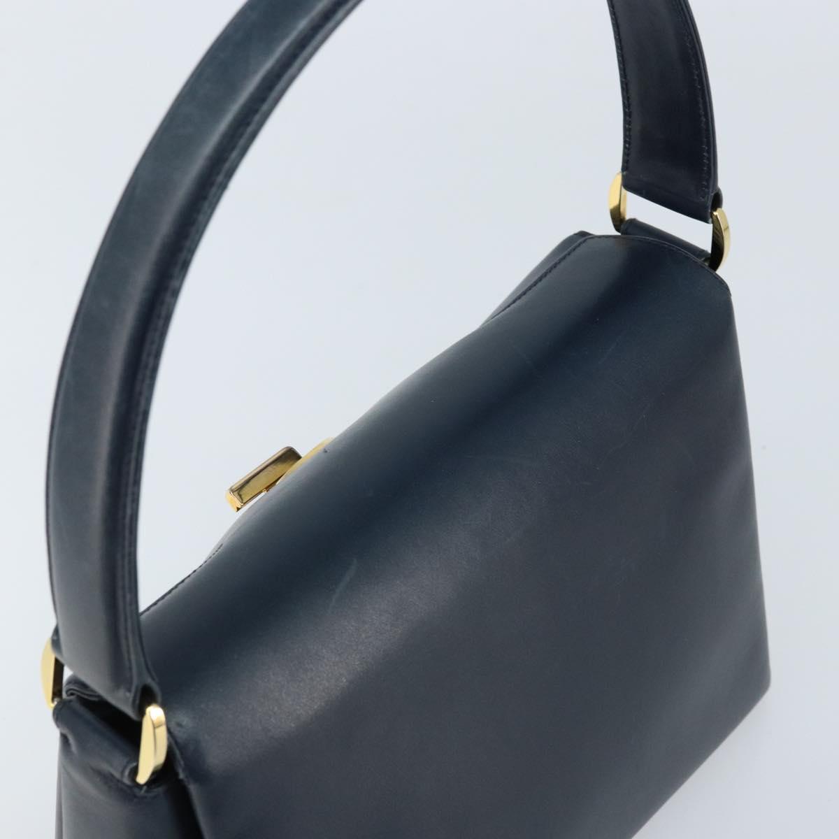 GUCCI Hand Bag Leather Navy gold 000 406 1080 Auth 173159