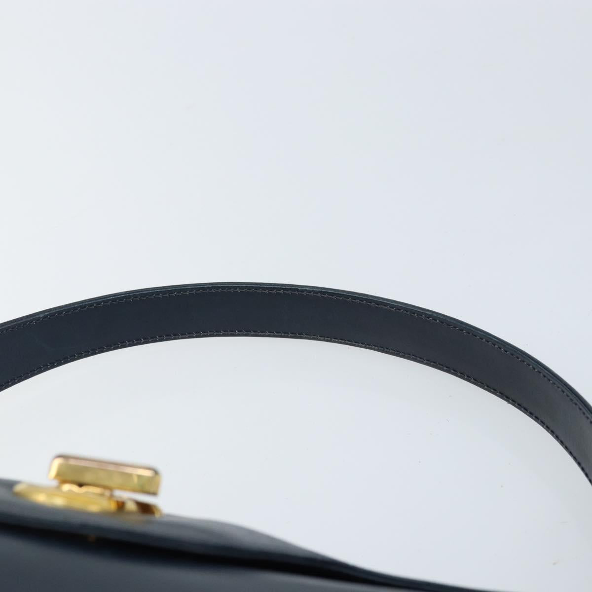 GUCCI Hand Bag Leather Navy gold 000 406 1080 Auth 173159
