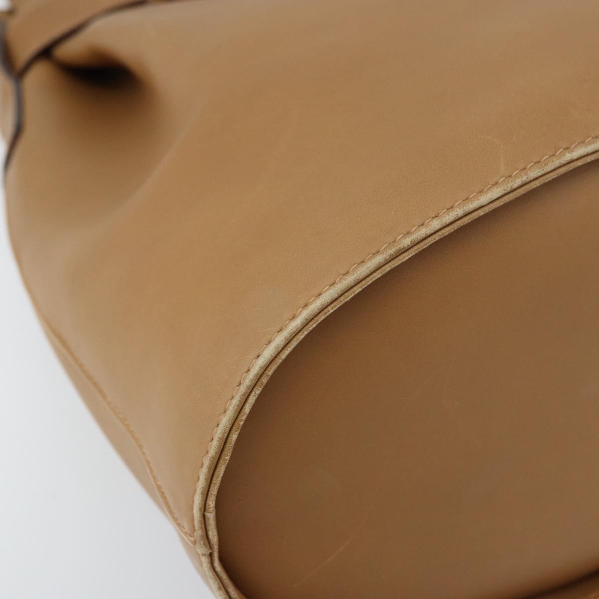 Salvatore Ferragamo Gancini Shoulder Bag Leather Beige Gold Auth 173160
