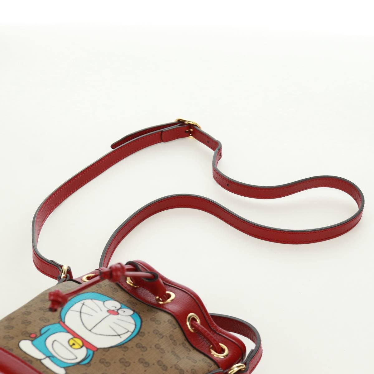 GUCCI GUCCI テ Doraemon Micro GG Supreme Bag PVC Beige Gold 647801 Auth 173166SAM