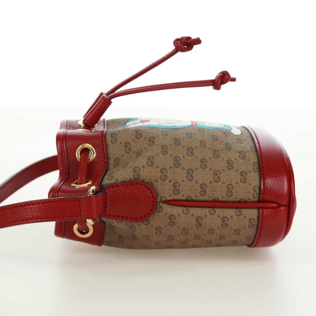 GUCCI GUCCI テ Doraemon Micro GG Supreme Bag PVC Beige Gold 647801 Auth 173166SAM