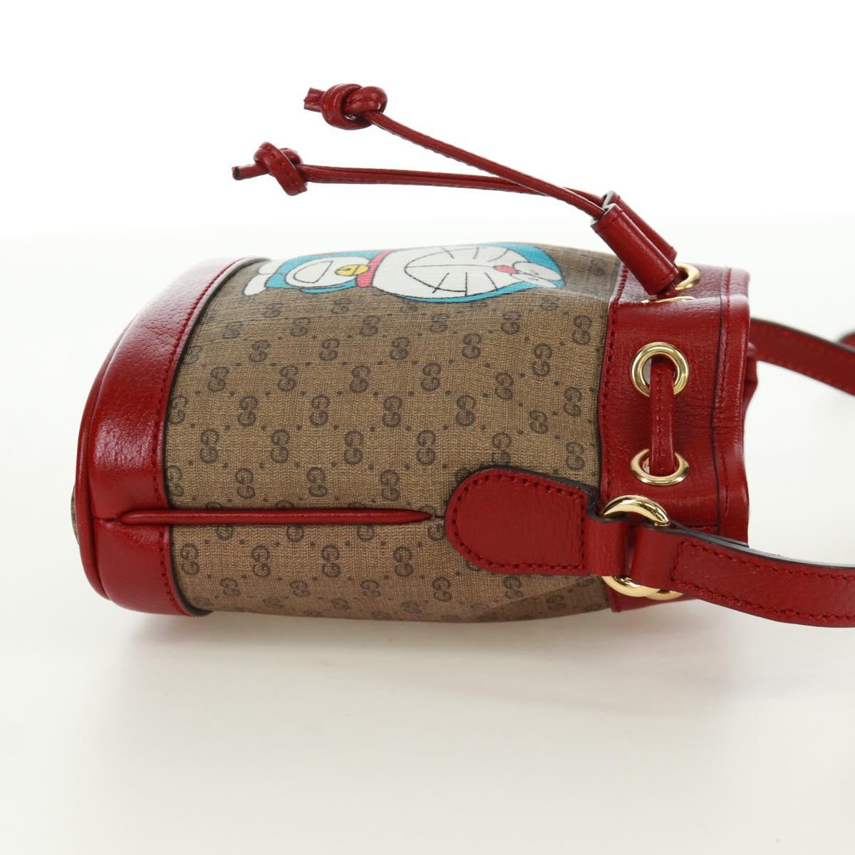 GUCCI GUCCI テ Doraemon Micro GG Supreme Bag PVC Beige Gold 647801 Auth 173166SAM