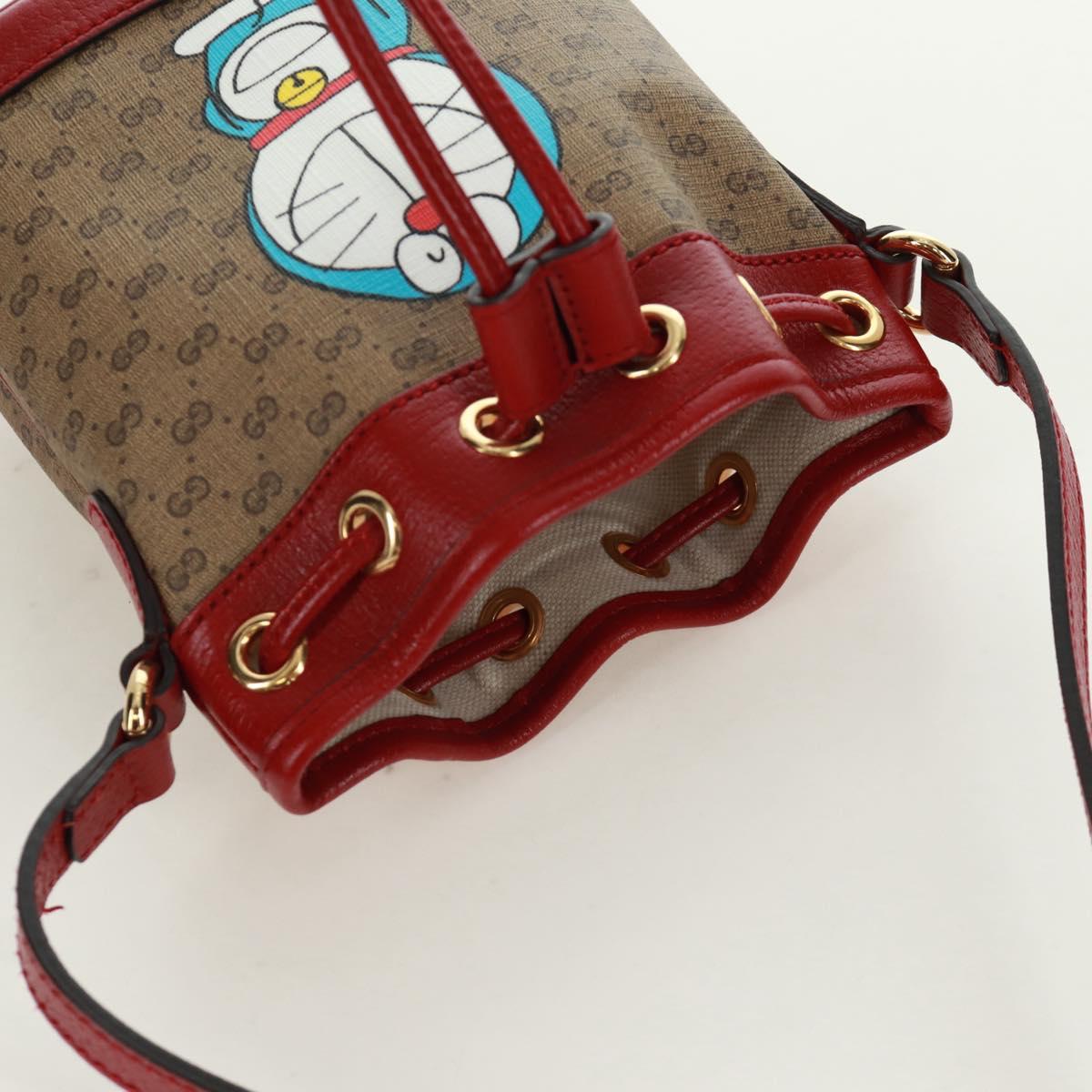 GUCCI GUCCI テ Doraemon Micro GG Supreme Bag PVC Beige Gold 647801 Auth 173166SAM