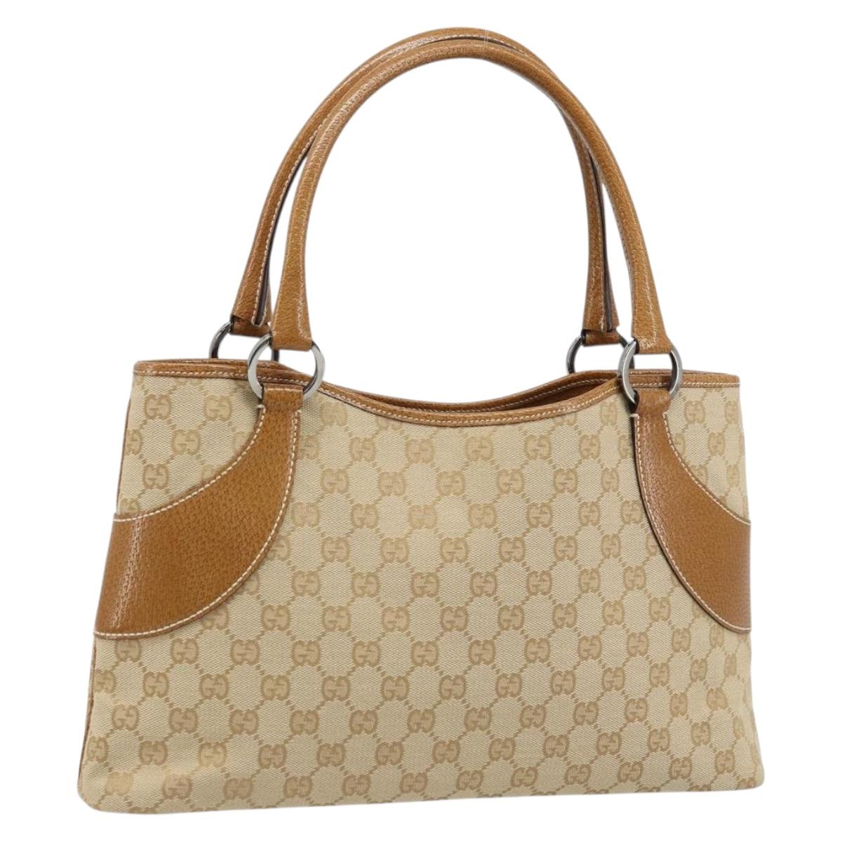 GUCCI GG Canvas Tote Bag Beige Brown 113015 Auth 173169V