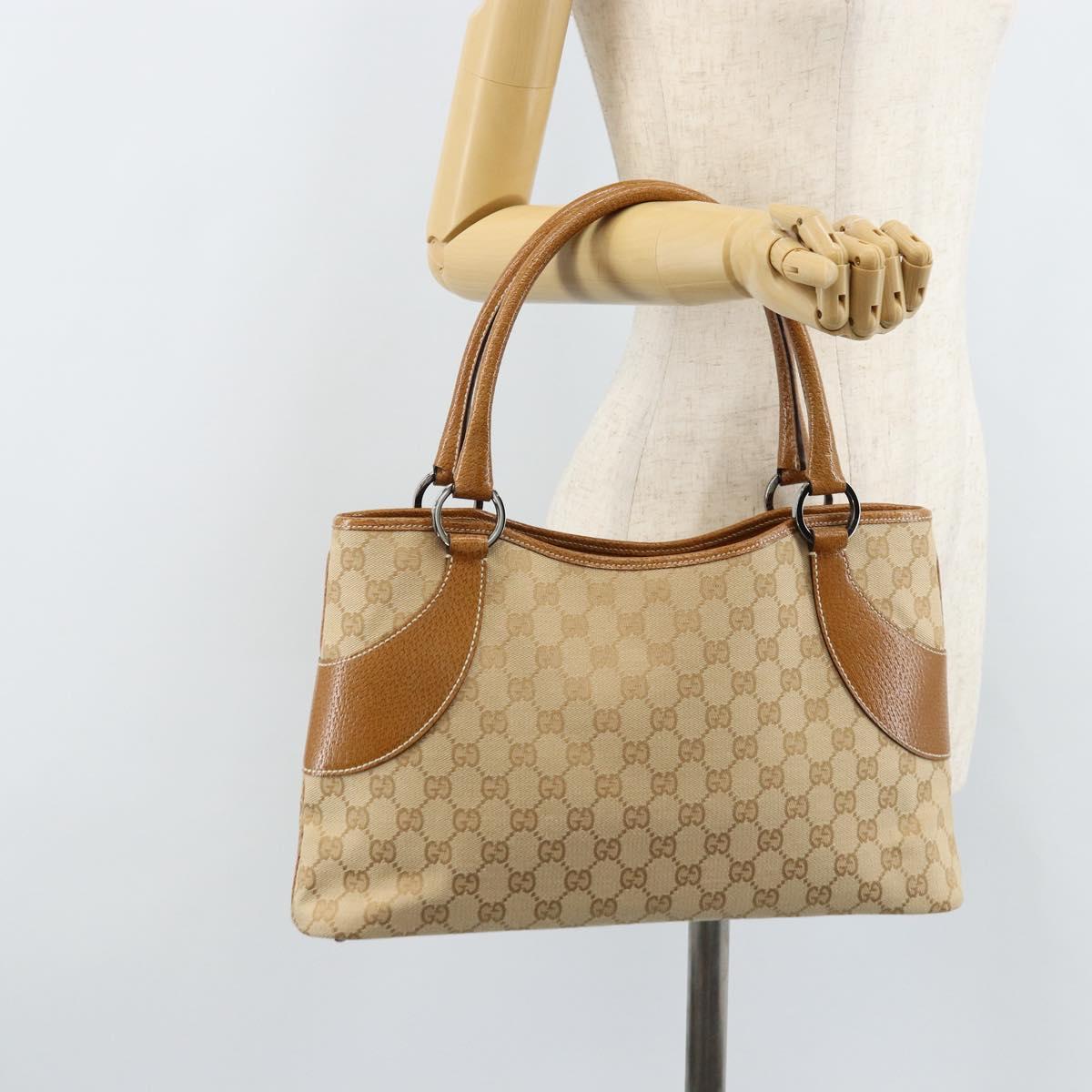 GUCCI GG Canvas Tote Bag Beige Brown 113015 Auth 173169V